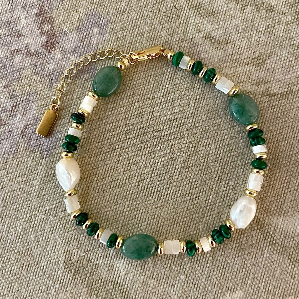 Pearl Jade Malachite Bracelet